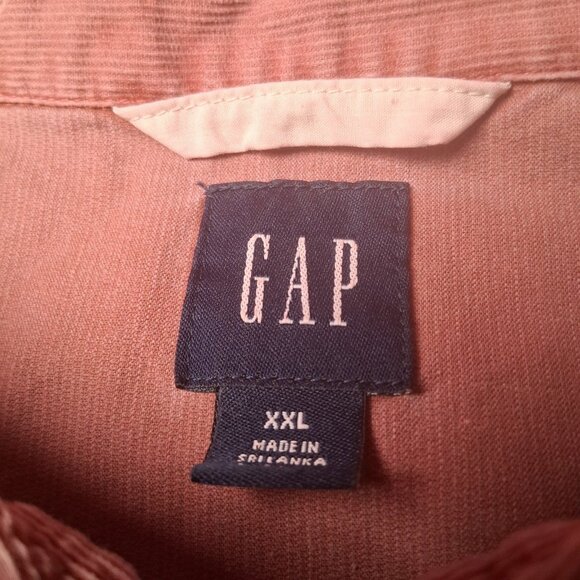Vintage GAP Shirt Men XXL Salmon Pink Corduroy Western Wear Snap Up Long Sleeve - Picture 4 of 16
